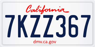 CA license plate 7KZZ367