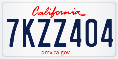 CA license plate 7KZZ404