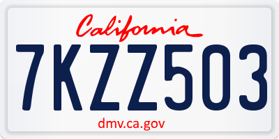 CA license plate 7KZZ503