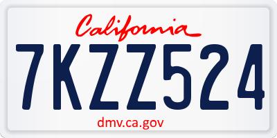 CA license plate 7KZZ524