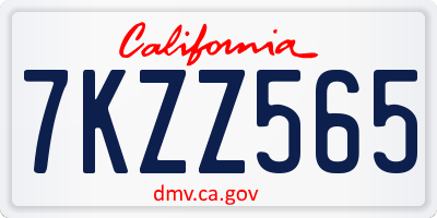 CA license plate 7KZZ565