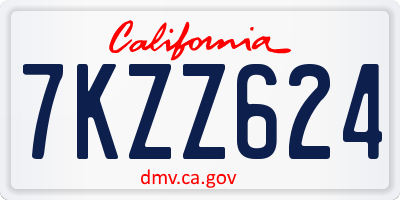 CA license plate 7KZZ624