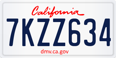 CA license plate 7KZZ634