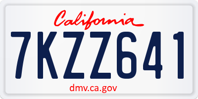 CA license plate 7KZZ641