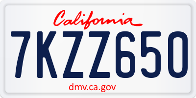 CA license plate 7KZZ650