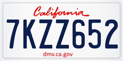 CA license plate 7KZZ652