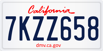CA license plate 7KZZ658
