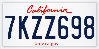 CA license plate 7KZZ698