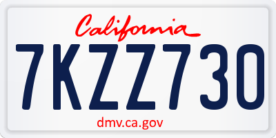 CA license plate 7KZZ730