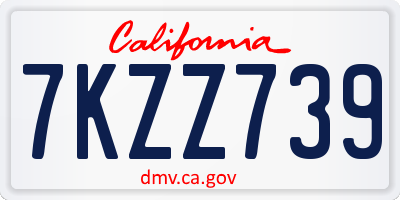 CA license plate 7KZZ739
