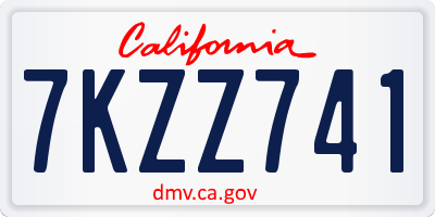 CA license plate 7KZZ741