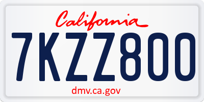 CA license plate 7KZZ800