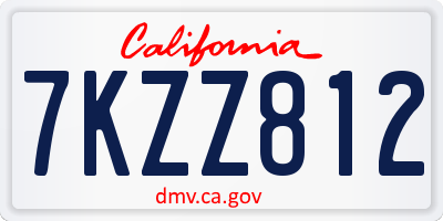 CA license plate 7KZZ812