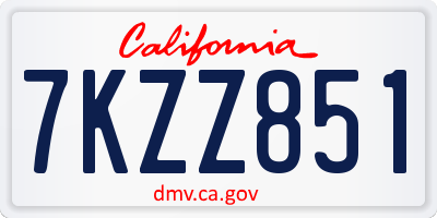 CA license plate 7KZZ851