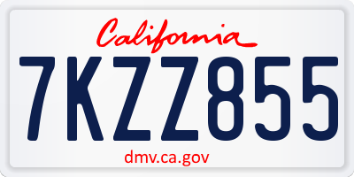 CA license plate 7KZZ855