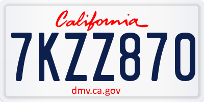 CA license plate 7KZZ870
