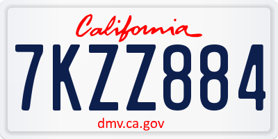 CA license plate 7KZZ884