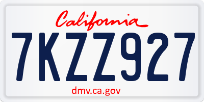 CA license plate 7KZZ927