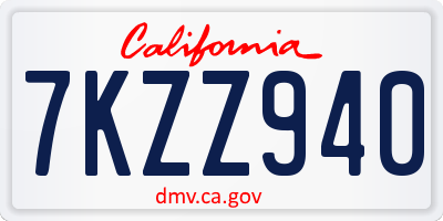 CA license plate 7KZZ940