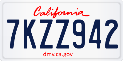 CA license plate 7KZZ942
