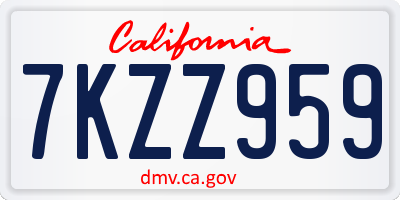 CA license plate 7KZZ959