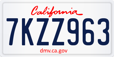 CA license plate 7KZZ963
