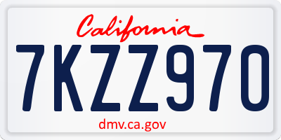 CA license plate 7KZZ970