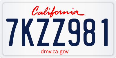 CA license plate 7KZZ981