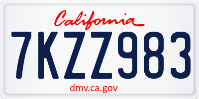 CA license plate 7KZZ983