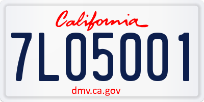 CA license plate 7L05001