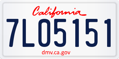 CA license plate 7L05151