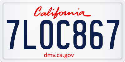 CA license plate 7L0C867