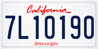 CA license plate 7L10190