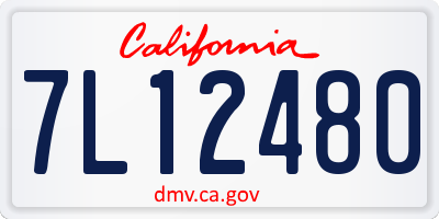 CA license plate 7L12480