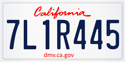 CA license plate 7L1R445