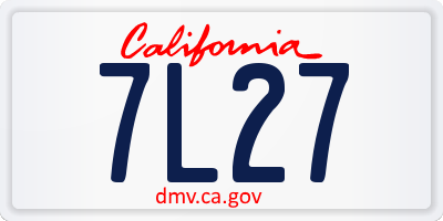 CA license plate 7L27