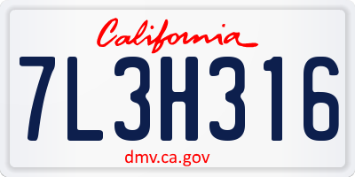 CA license plate 7L3H316