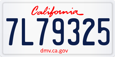 CA license plate 7L79325