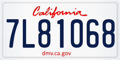 CA license plate 7L81068