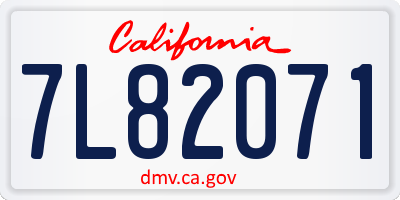 CA license plate 7L82071