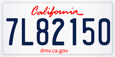 CA license plate 7L82150