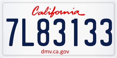 CA license plate 7L83133