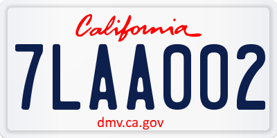 CA license plate 7LAA002