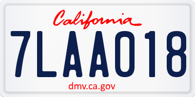 CA license plate 7LAA018