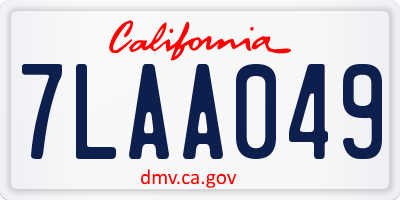 CA license plate 7LAA049