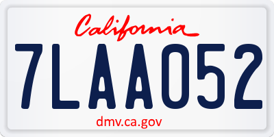 CA license plate 7LAA052