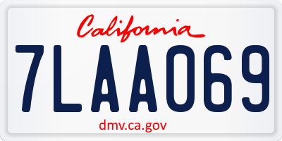 CA license plate 7LAA069