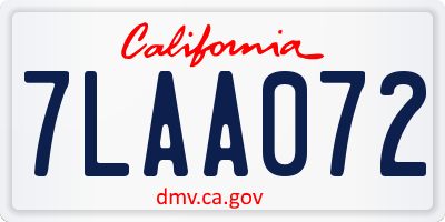 CA license plate 7LAA072