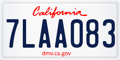 CA license plate 7LAA083
