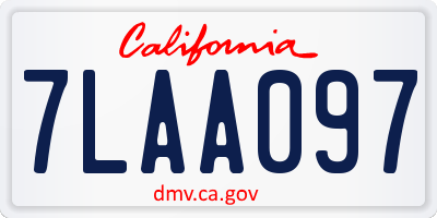 CA license plate 7LAA097